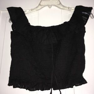 NWOT Black Off the Shoulder Crop Top!